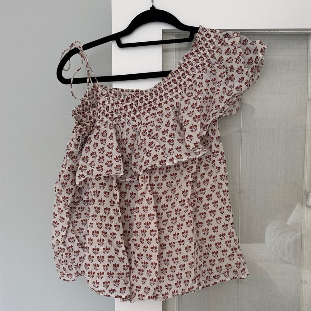 Antik Batik White and Red Patterned Blouse
